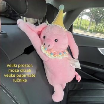 G5U Kutija za maramice za auto – plišana, viseća, crtani dizajn, velik kapacitet