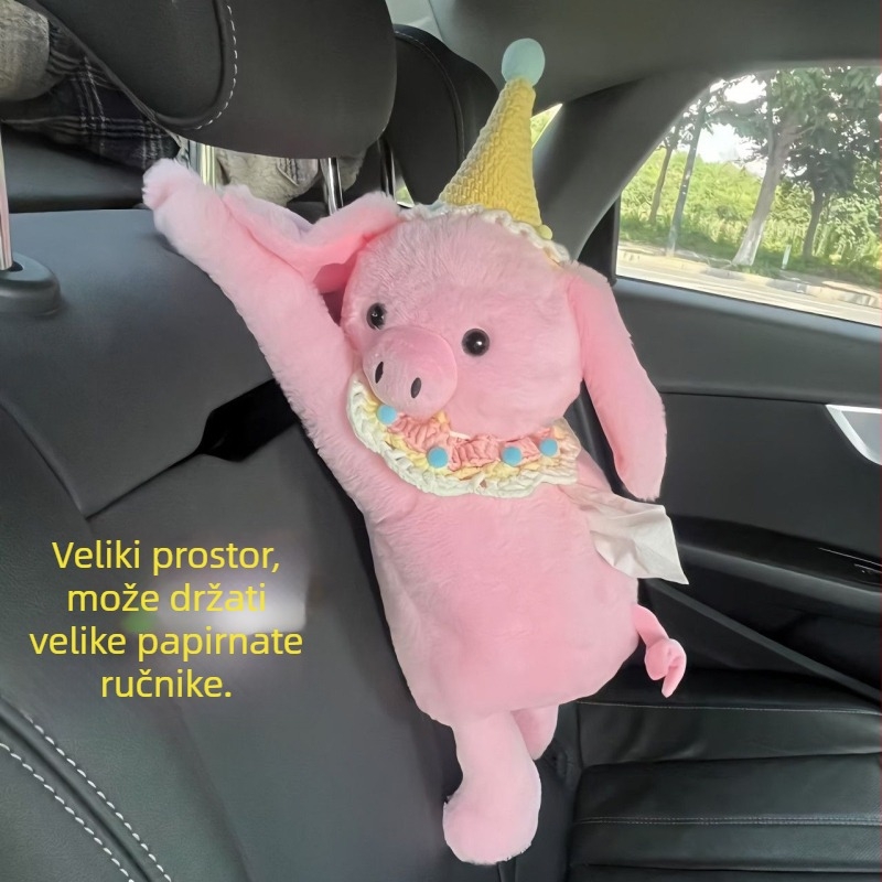 G5U Kutija za maramice za auto – plišana, viseća, crtani dizajn, velik kapacitet