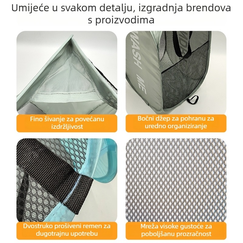Sklopiva košara za rublje velikog kapaciteta od nehrđajućeg čelika