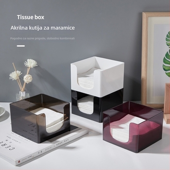 Kvadratna kutija za maramice, modernog minimalističkog dizajna, s otisnutim logom, pogodna za restorane i dom