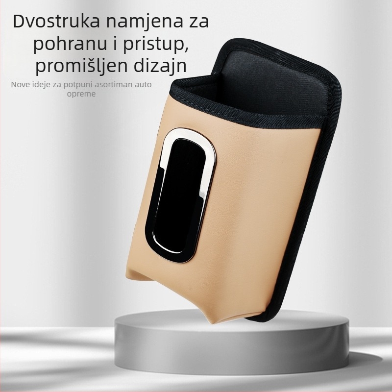 Kožna torbica za sjedište automobila – držač za bocu vode i kutija maramicama