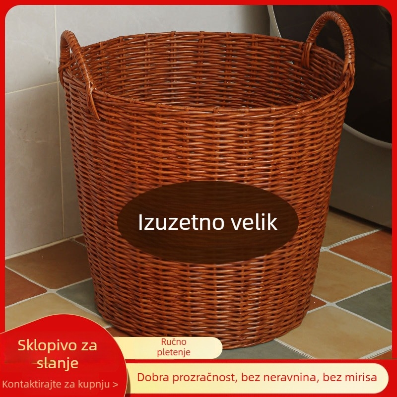Plastična košara za rublje od plastičnog ratana, za prljavo rublje, kućno skladištenje