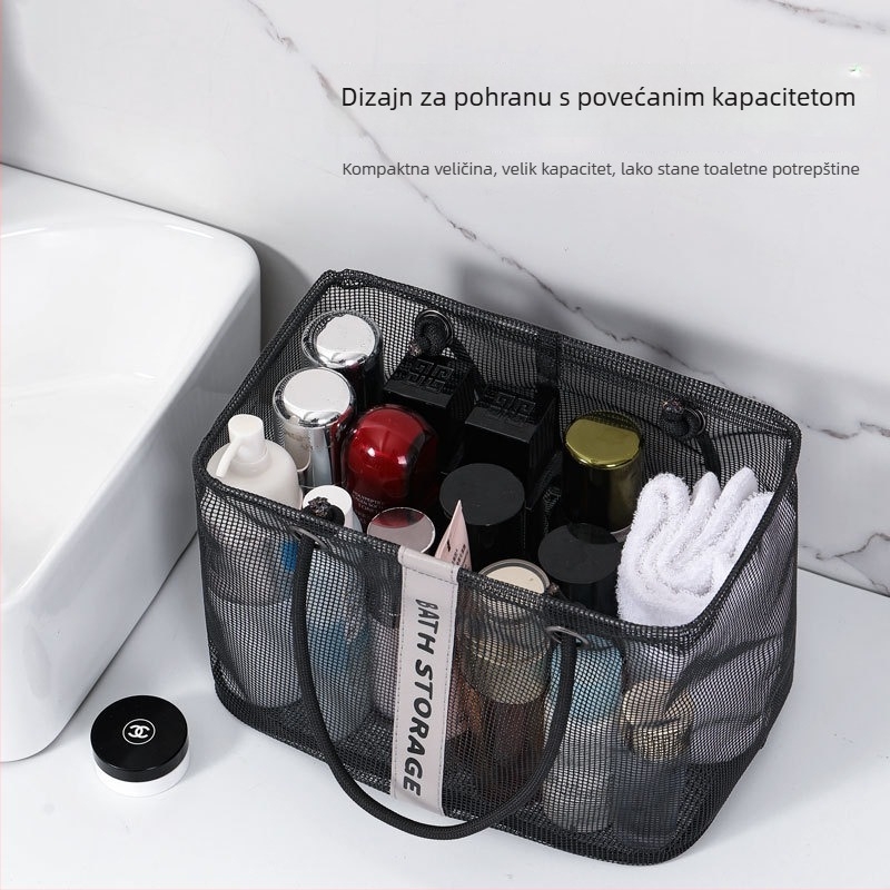 Kubasta torbica za kozmetiku od najlona i mrežaste tkanine, višefunkcionalna za kupaonicu i putovanja.