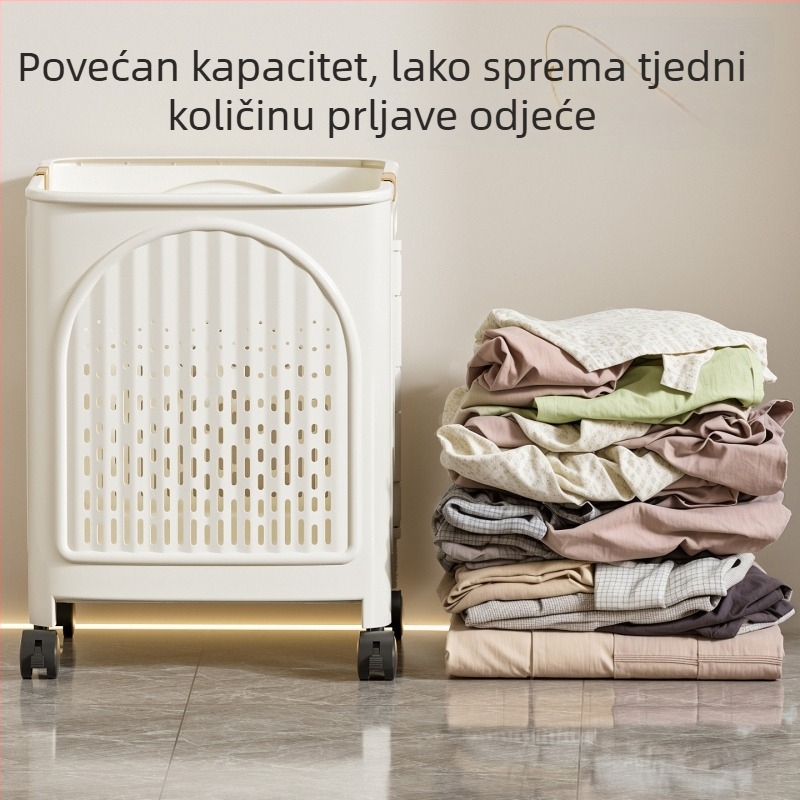 Sklopivi koš za prljavo rublje s kotačićima, s uklonjivom ručkom, za kupaonicu i praonu
