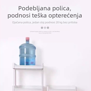 Troetažna plastična polica za podnu pohranu – pokretna, otporna na prašinu i vlagu, za kuhinju, kupaonicu i dnevni boravak