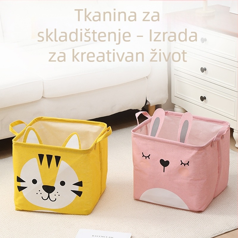 Tekstilni koš za odlaganje odjeće s karikaturnim motivom, vodootporan, ojačan, sklopiv, za igračke i rublje, dnevni boravak