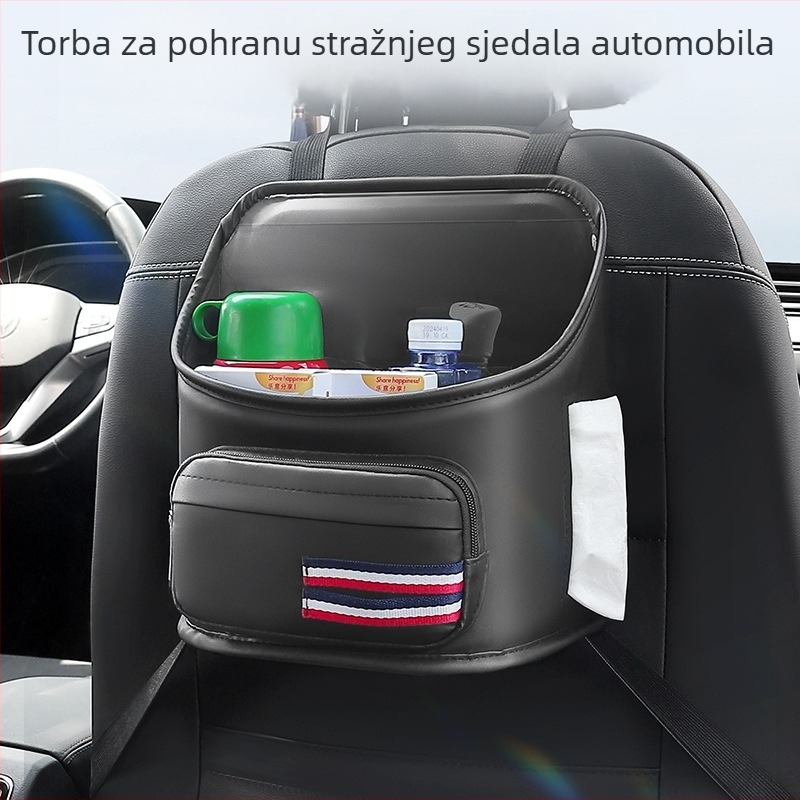 Kožni organizator stražnjeg dijela sjedala automobila, viseći spremnik za pohranu, držač kutije za maramice, vodootporan, odjeljak suh–mokra, univerzalna prilagodba