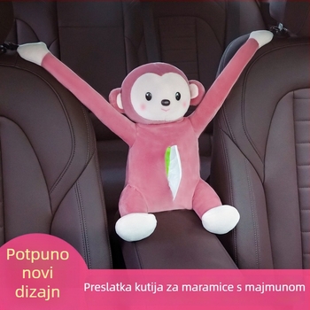 Pliš kutija za maramice u automobilu s dizajnom slatke lutke, držačem za naslon za ruku i visi ukras unutrašnjosti automobila