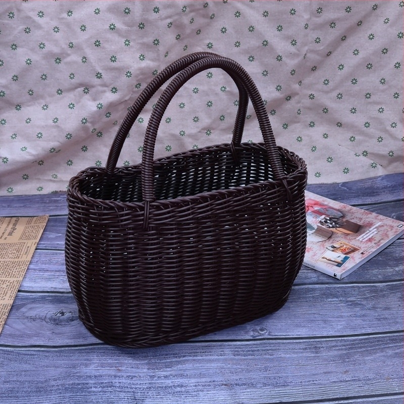 Košara u stilu ratana, plastično pletena, vintage seoskog dizajna za cvijeće i povrće