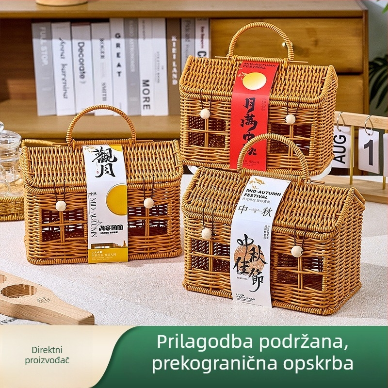 Košara za pohranu u obliku male kuće, prijenosna košara za darove i piknik, pogodna za grickalice, voće i druge predmete.