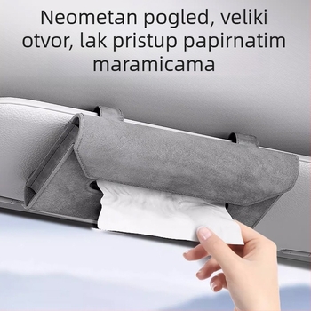 Kožna kutija za maramice automobila, viseća na viziru za sunce, unutarnje skladište maramica, dimenzije 24 x 13 x 3 cm