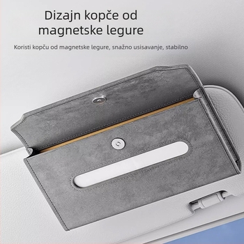 Kožna kutija za maramice automobila, viseća na viziru za sunce, unutarnje skladište maramica, dimenzije 24 x 13 x 3 cm
