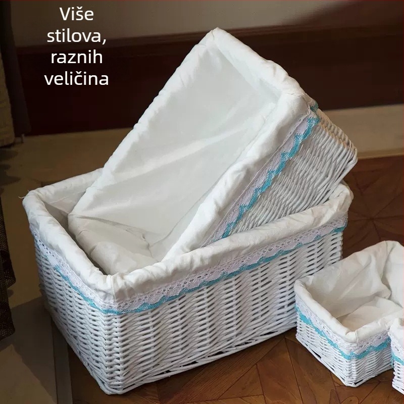 Pleteni koš za pohranu, ručno ispleteni koš za odjeću i čarape, koš za prljavu odjeću, ladicama tip skladišna kutija