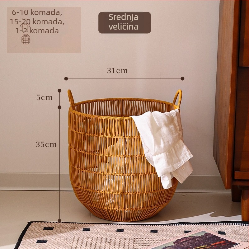 Koš za prljavo rublje s imitacijom ratana, vodootporan, velik kapacitet, za kupaonicu i spavaću sobu