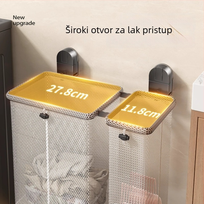 Zidni sklopivi koš za prljavo rublje s usisnom čašicom, za kupaonicu