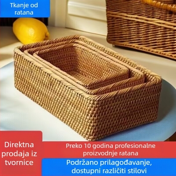 Vijetnamska ručno pletena korpa od rafije za skladištenje, stolni organizator za grickalice i kozmetiku, prirodni biljni materijal