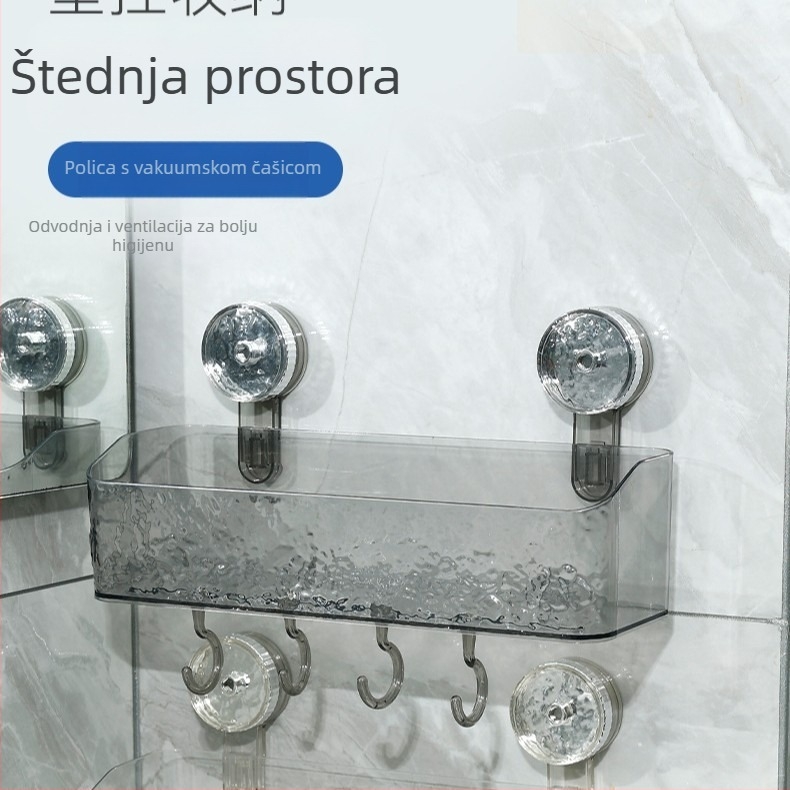 Zidni organizator kupaonice bez bušenja, košarica za pohranu i nosač ručnika