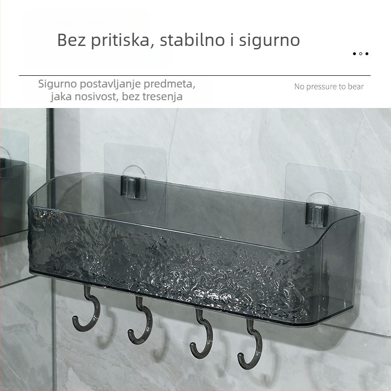 Zidni organizator kupaonice bez bušenja, košarica za pohranu i nosač ručnika