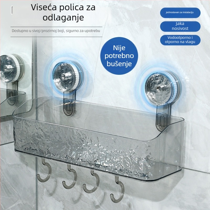 Zidni organizator kupaonice bez bušenja, košarica za pohranu i nosač ručnika
