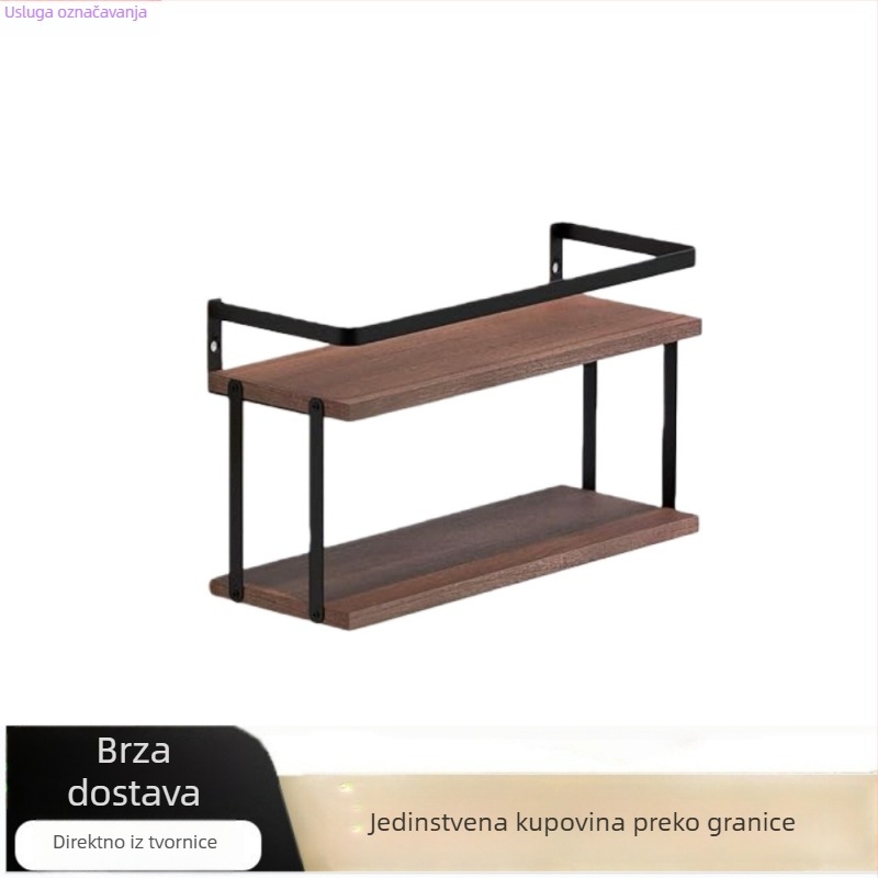 Drvena dvostruka zidna polica za kupaonu i kuhinju – organizator za toaletni papir, kozmetiku, posuđe i začine, minimalistički dizajn
