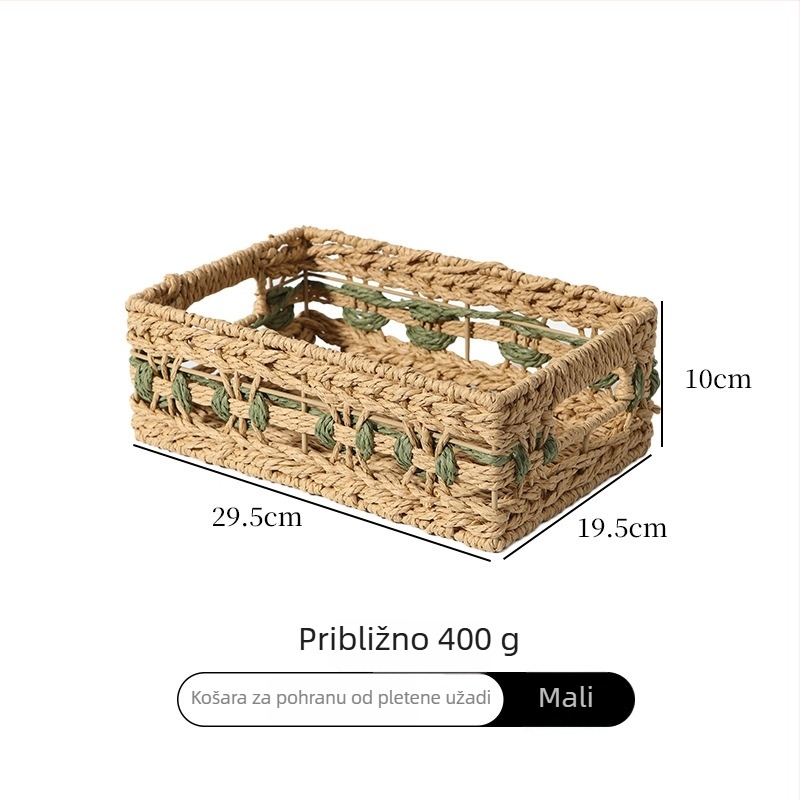 Pleteni koš za pohranu od slame i ratana, velik kapacitet, za odjeću, igračke i grickalice