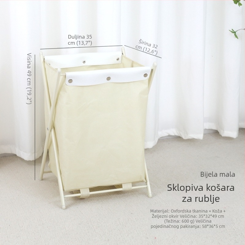 Sklopiva platnena košara za rublje s ojačanim kovanim okvirom za dom i kupaonicu
