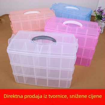 Trostruka prozirna plastična kutija za pohranu s pretincima za nakit, kozmetiku, igračke i modeli automobila