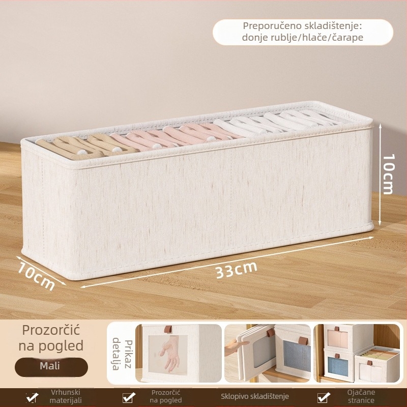 Sklopiva kutija za odjeću od pamuk-linen materijala, bez pregrada, stil ladice