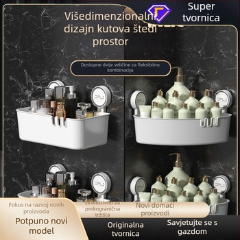 Zidni organizator kupaonice s usisnom čašom, montaža bez bušenja