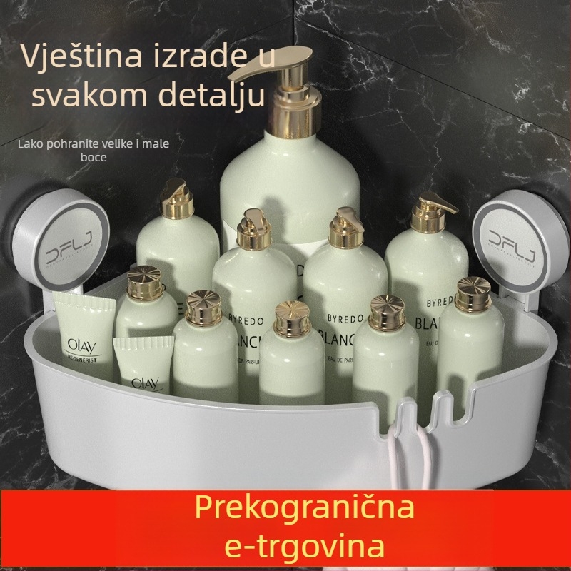 Zidni organizator kupaonice s usisnom čašom, montaža bez bušenja