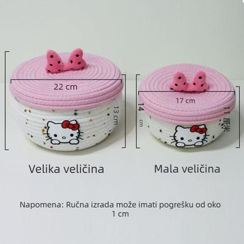 Stolna košarica za pohranu s poklopcem, slatka motiv mačke, pletena od pamukovog užeta