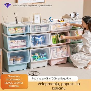 Prozirna plastična kutija za skladištenje sa bočnim otvorom, ekstra veliki kapacitet, za igračke i odjeću beba i djece