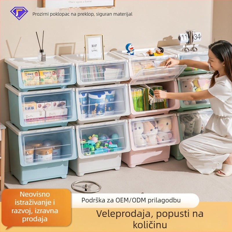 Prozirna plastična kutija za skladištenje sa bočnim otvorom, ekstra veliki kapacitet, za igračke i odjeću beba i djece