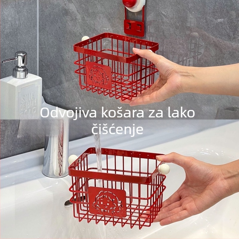 Kupaonska viseća košara s usisnim čašicama i odvodnim stalakom za pohranu