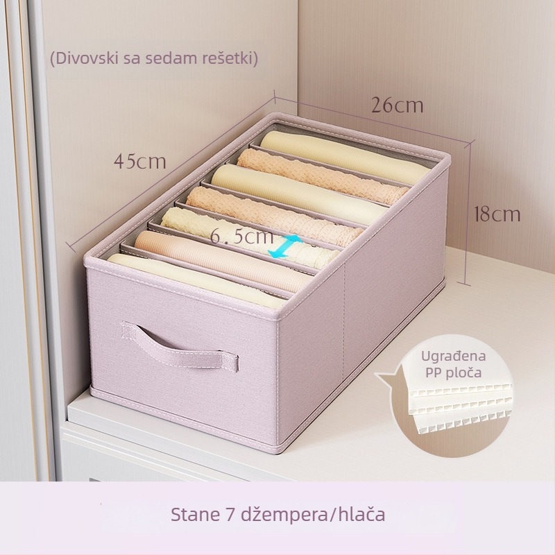 Sklopiva tekstilna kutija za odjeću sa podijeljenim pretincima, organizator garderobe s ladicom, 24 L