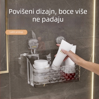 Zidni organizator za kupaonicu sa vakuumskim držačem, bez bušenja, za četkice za zube i čaše