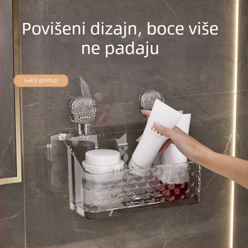 Zidni organizator za kupaonicu sa vakuumskim držačem, bez bušenja, za četkice za zube i čaše