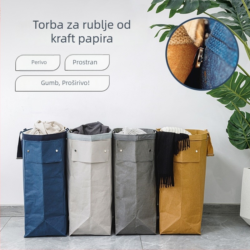 Biološki razgradiva Kraft papir torba za pohranu i koš za rublje, za spavaću sobu, odjeću i igračke