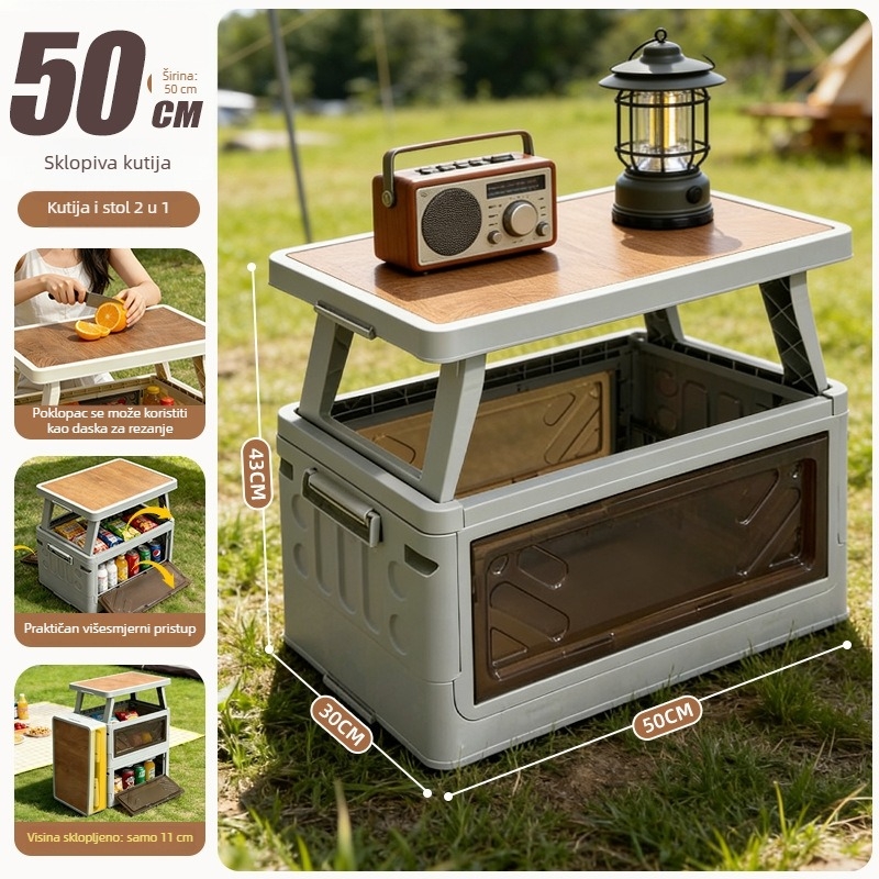 Camping kutija za pohranu i organizator prtljažnika automobila, velikog kapaciteta, sklopiva, višenamjenski 40–50 L