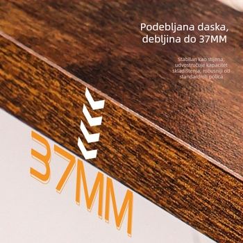 Zidni višenamjenski stalak od željeza i drveta, bez bušenja, s 3 etažama, za dnevni boravak, ured i kupaonicu