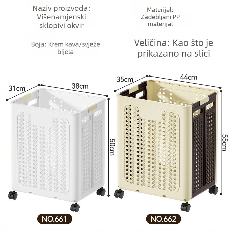 Sklopiva košara za prljavo rublje s kotačićima za kućnu kupaonicu