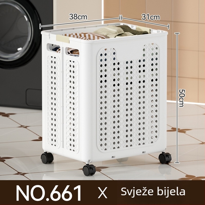 Sklopiva košara za prljavo rublje s kotačićima za kućnu kupaonicu