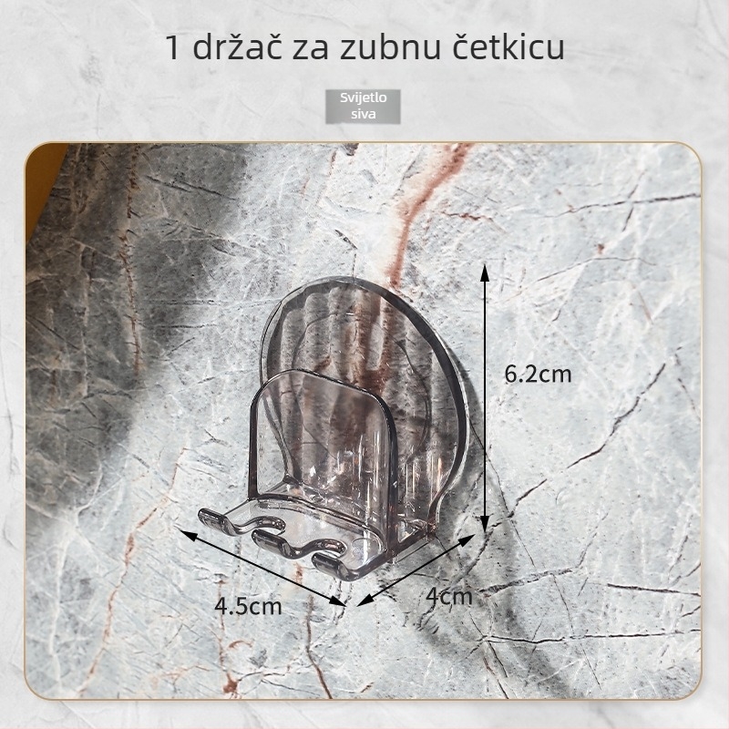 Zidni držač za četkice za zube i čaše, bez bušenja, PS materijal, kupaonica