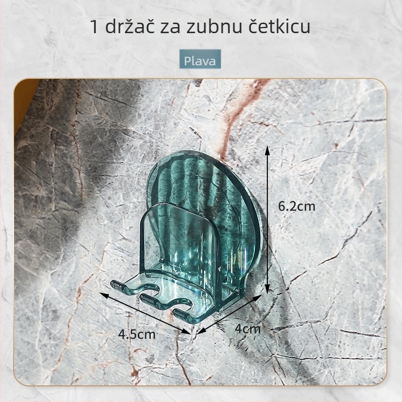 Zidni držač za četkice za zube i čaše, bez bušenja, PS materijal, kupaonica
