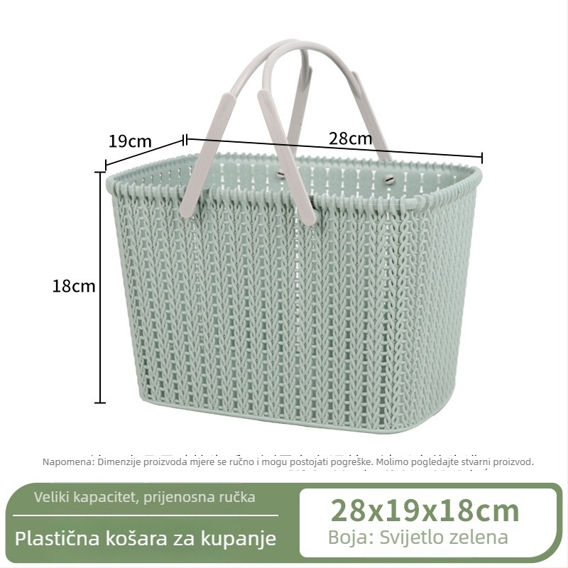 Plastični koš za kupaonicu s imitacijom ratana – spremnik za pohranu kozmetike i toaletnih potrepština
