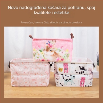 Košara za rublje s crtanom motivom, sklopiva s vrpcom za odlaganje odjeće, velika kućna košara za pranje