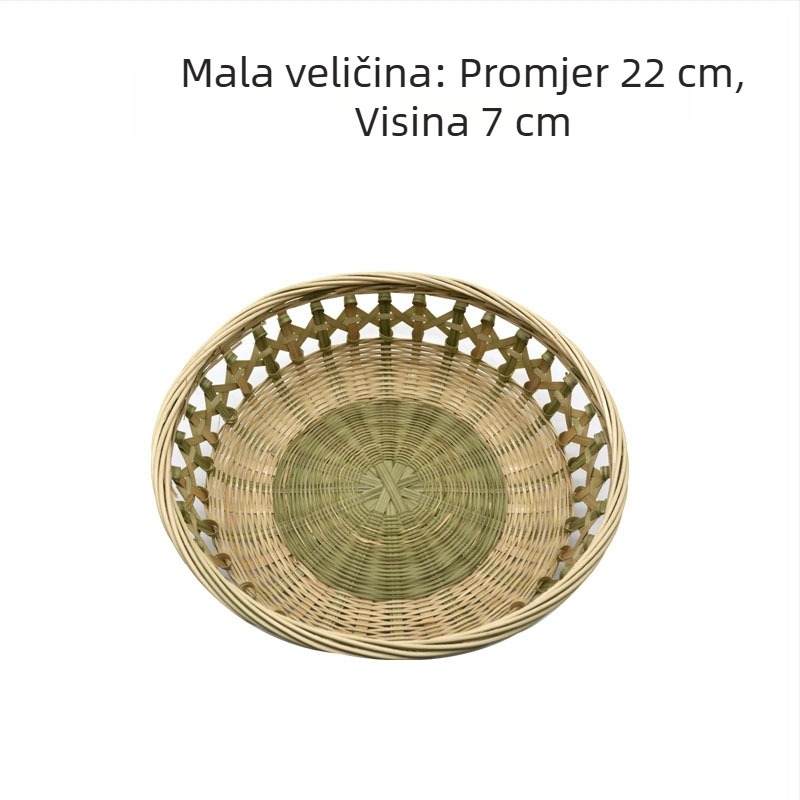 Ručni koš od bambusa, pleteni, okruglog oblika, za voće, grickalice i kruh