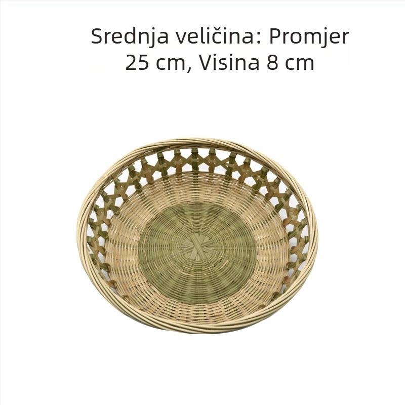 Ručni koš od bambusa, pleteni, okruglog oblika, za voće, grickalice i kruh