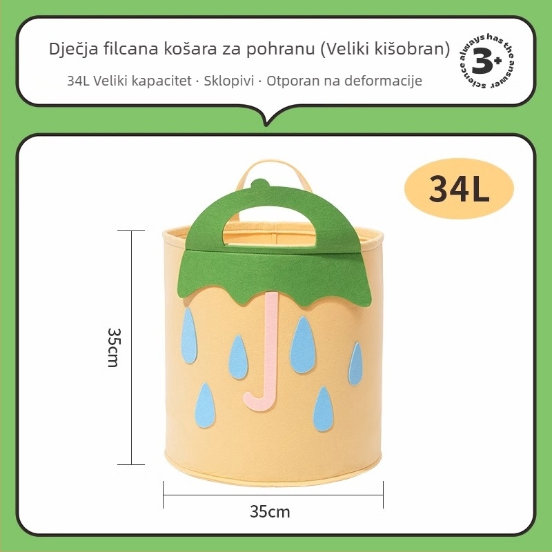 Kutija za pohranu od filca za plišane igračke, velika kapaciteta, kućna organizacija, koš za rublje i igračke