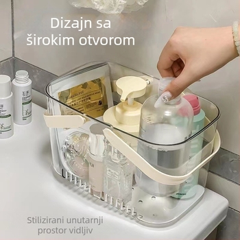 Prozirna ručna košarica za kupaonicu s odvodnim otvorima